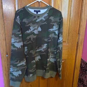 J. Crew Men's Green Camouflage Crewneck Sweater